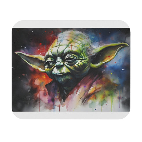 Yoda Watercolor Neon Mouse Pad