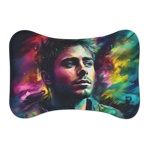 "Zac Efron Neon Pet Mat: Vibrant Watercolor Luxury"