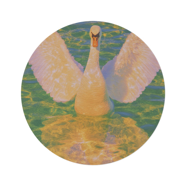 "ZenyaJ Swan Dream Round Rug"