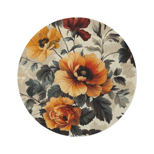"Zomb134833 Vintage Floral Round Rug: Add Some Undead Charm to Your Home"