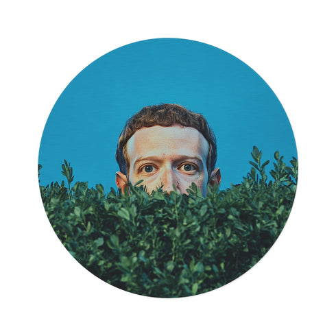 "Zuckerberg Bushes Round Rug: Social Media Magic"