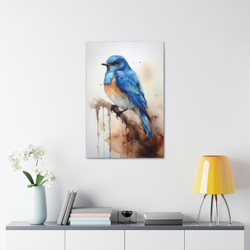 Serene Sky: Beautiful Blue Bird Canvas | Canvas | Art & Wall Decor, Canvas, Fall Picks, Hanging Hardware, Home & Living, Indoor, Top Spring Products, Valentine's Day promotion | Prints with Passion