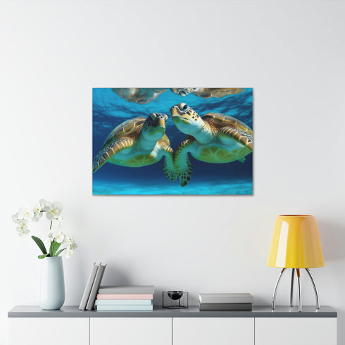 Turquoise Turtles: Majestic Marine Life and Vibrant Coral Reefs - Canvas Print | Canvas | Art & Wall Decor, Canvas, Fall Picks, Hanging Hardware, Home & Living, Indoor, Top Spring Products, Valentine's Day promotion | Prints with Passion
