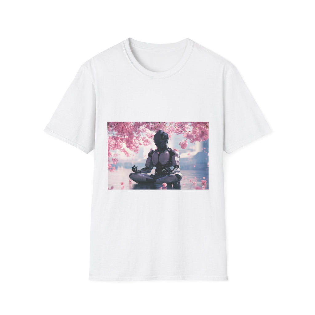 Cyber Zen Robot Monk Cherry Blossom Graphic Unisex Softstyle T-Shirt - Heavyweight vs Softstyle Cotton UK Guide