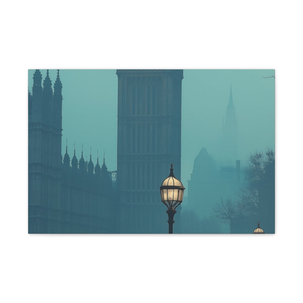 Gaslit Victorian London Cobblestone Canvas Wall Art - Dark Academia Office Makeover Guide UK
