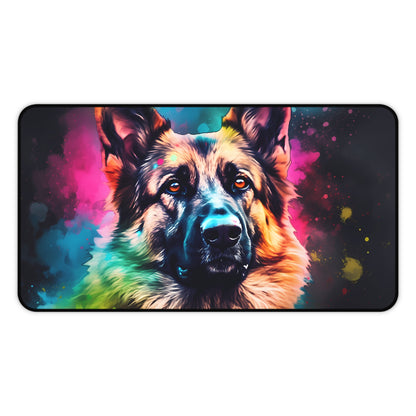 "German Shepherd desk protector - cute and functional workspace accessory"