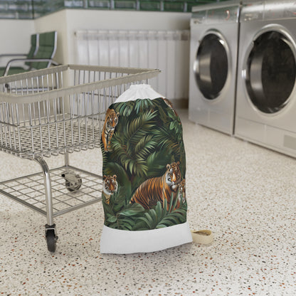 "Jungle Safari Tiger Laundry Bag - Adventure-themed pillowcase with majestic tigers for a wild laundry experience"