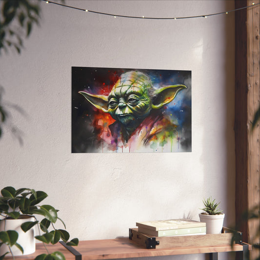 Yoda in Watercolor: Timeless Galactic Artistry Poster
