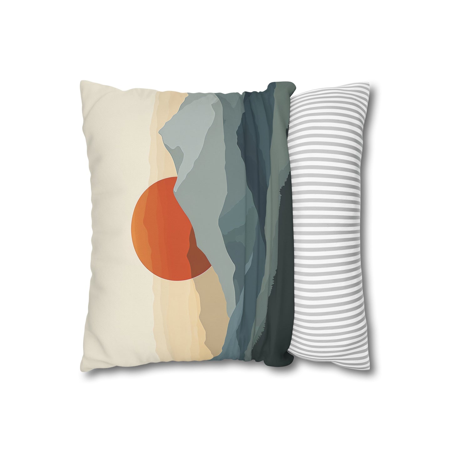 "Golden Hour Peaks Pillowcase - Serene mountain design in warm glow, high-quality & stylish, perfect for all seasons. Makes a great gift!"