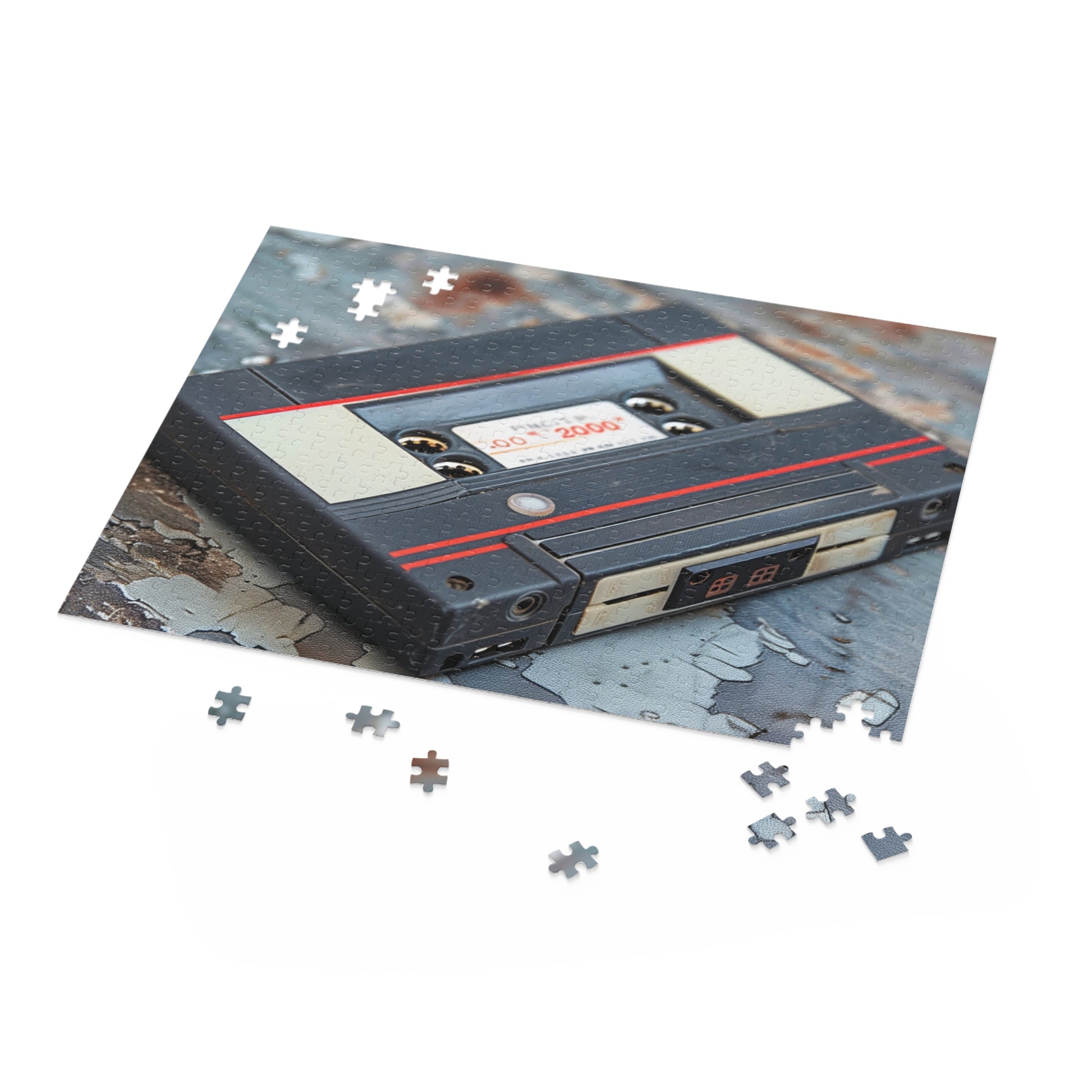 Vintage cassette tape jigsaw puzzle - colorful & intricate design for music lovers & enthusiasts.