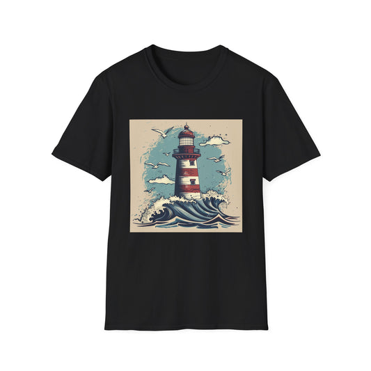 Beacon of Resilience: A Hand-Drawn Lighthouse Journey | T-Shirt | DTG, Men's Clothing, Regular fit, T-Shirts, Unisex, Women's Clothing | Prints with Passion