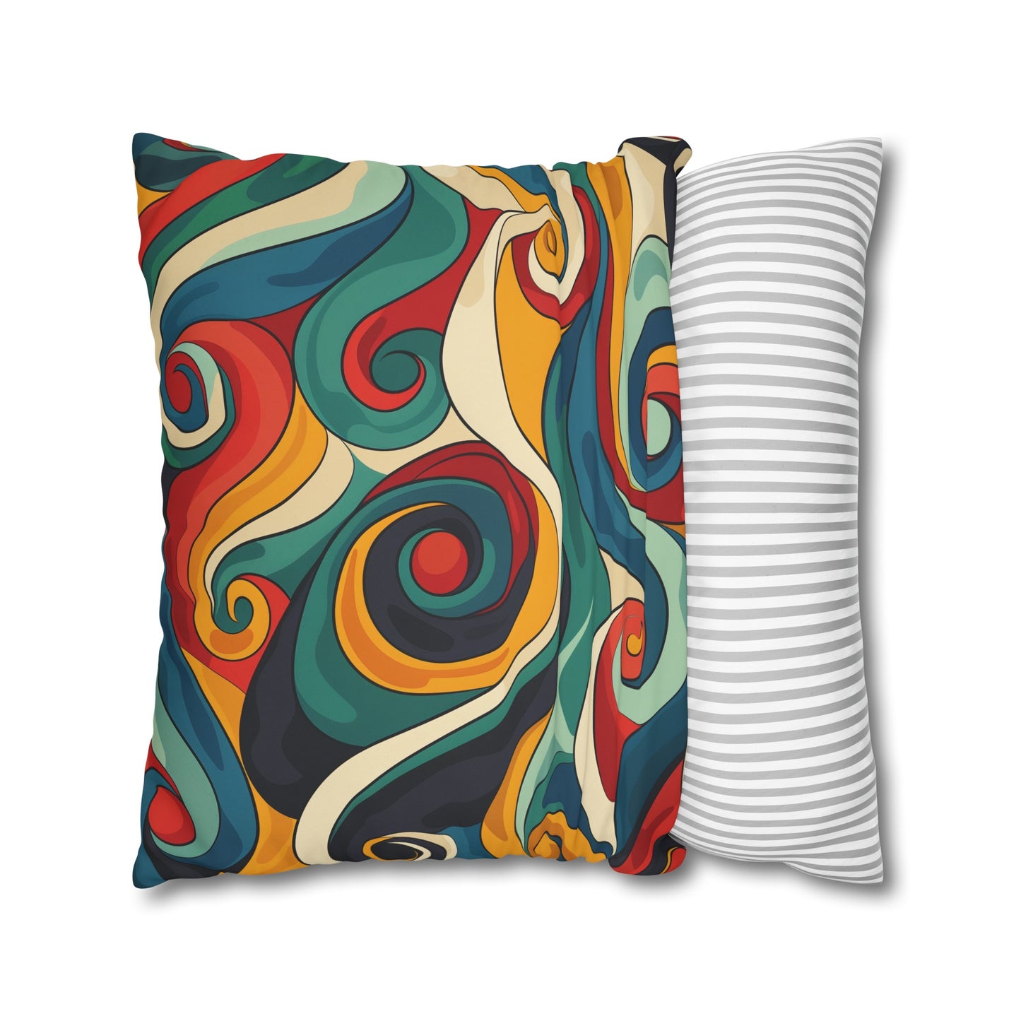 "Vintage Vibes Pillowcase - Retro Waves design in vibrant colors for retro-chic bedroom decor"