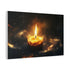 Burning Candle Made of Galaxies — Canvas Wall Art — Side Profile & Stretched Corner Detail