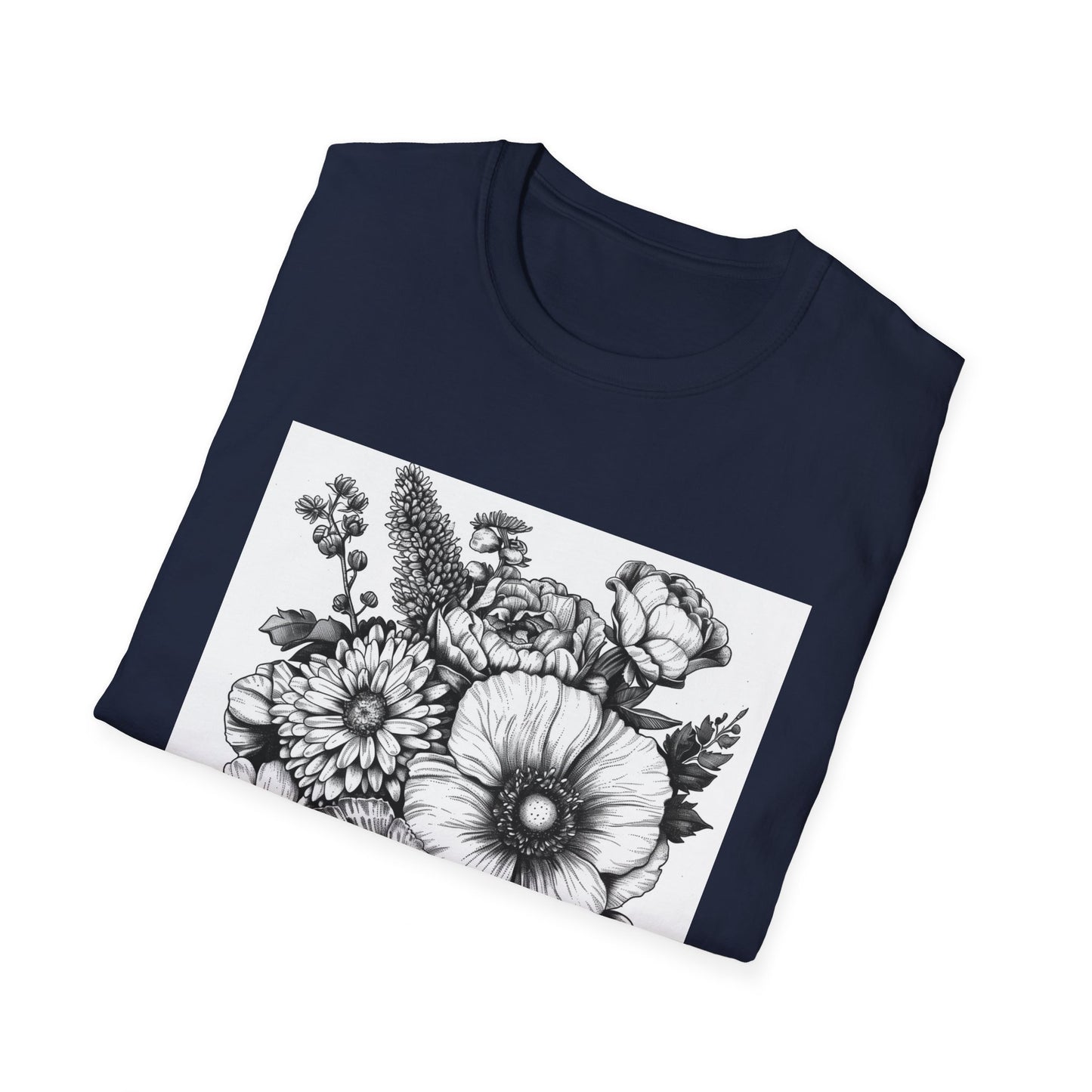 Blooming Brilliance: Hand-Drawn Floral T-shirt 
 Nature's Canvas: Hand-Drawn Botanical Symphony T-shirt