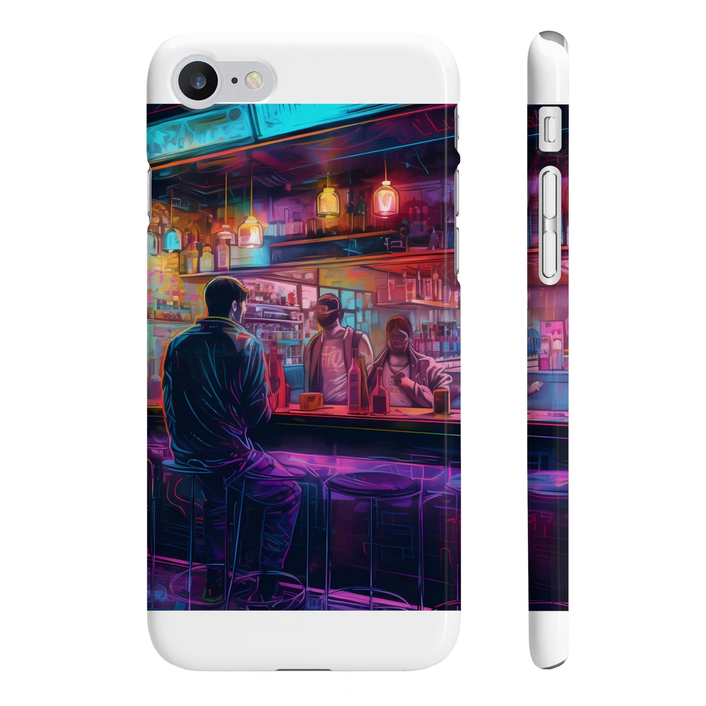 Neon Nights: Watercolor Bar Scene Phone Case