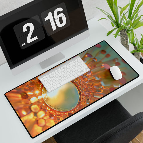 Sunrise Reflecting on Infinity Mirror — XL & XXL Desk Mat — 3mm Non-Slip Natural Rubber Base Detail