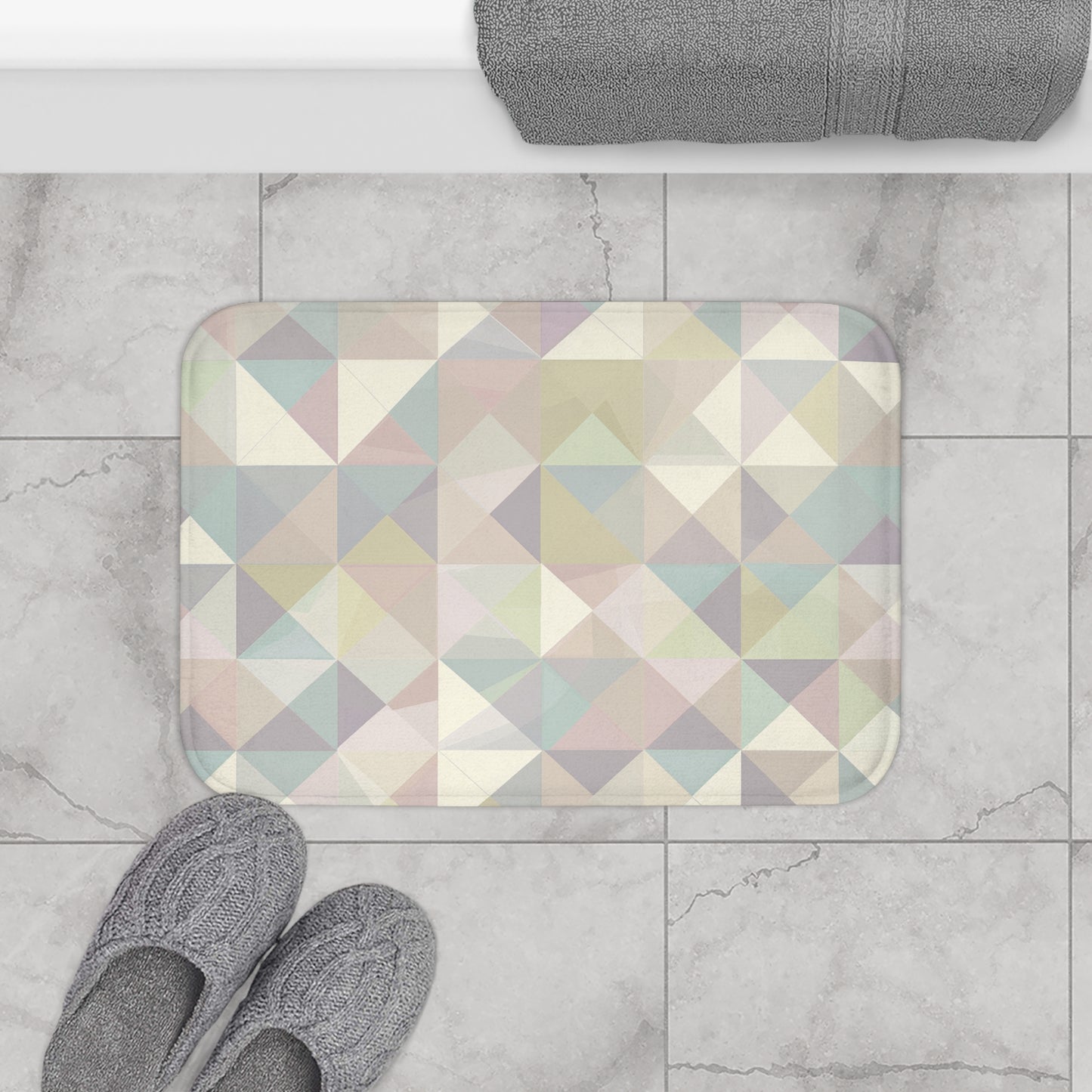 Soft Pastel Geometric Bath Mat