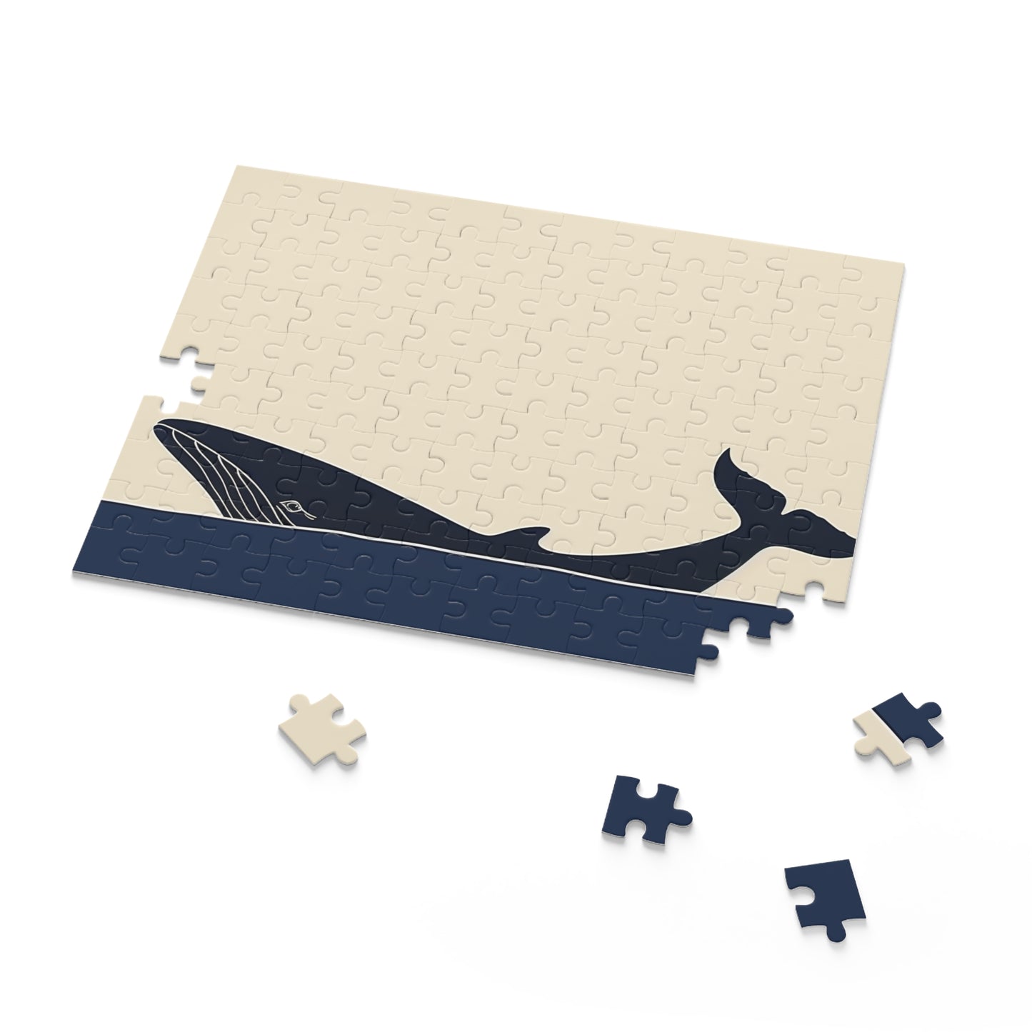 "Ocean Whale Jigsaw Puzzle - Delve into the tranquil depths with a graceful whale"