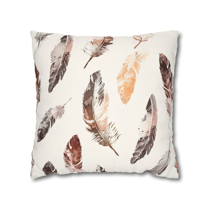 "Boho Feathers Pillow Case - Stylish oasis with trendy seamless pattern of delicate feathers for chic bedroom decor"