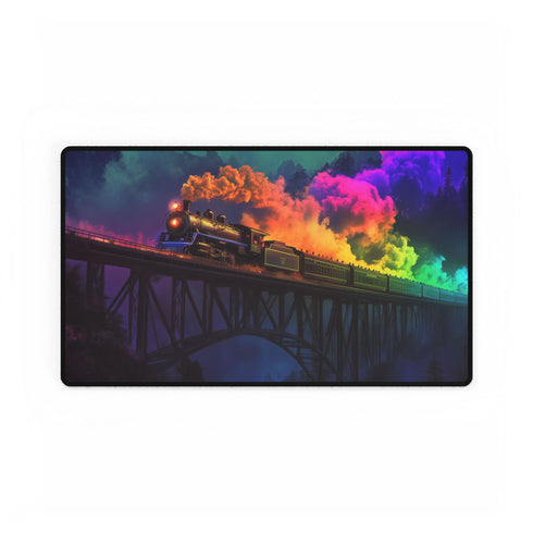 Ghostly Train Crossing Rainbow Bridge Gaming XXL Extended Desk Mat