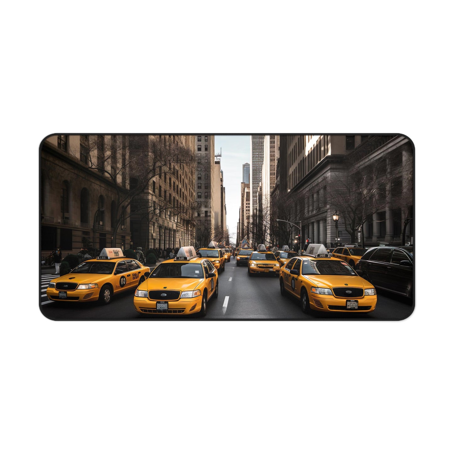 "NYC Taxi Desk Mat - Add NYC charm to workspace with vibrant yellow cab design"