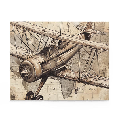 Vintage Airplane Travel Stamp Puzzle - Vibrant jigsaw with travel stamps for aviation enthusiasts