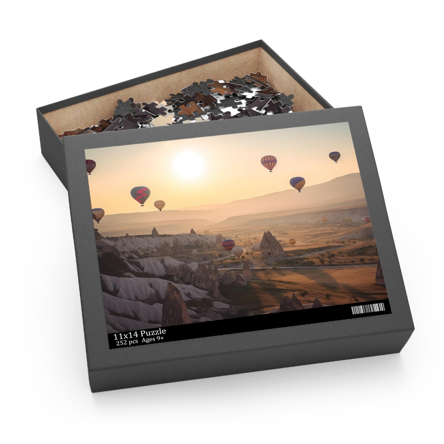 Cappadocia Balloon Sky Puzzle - Vibrant hot air balloons floating serenely above surreal landscape