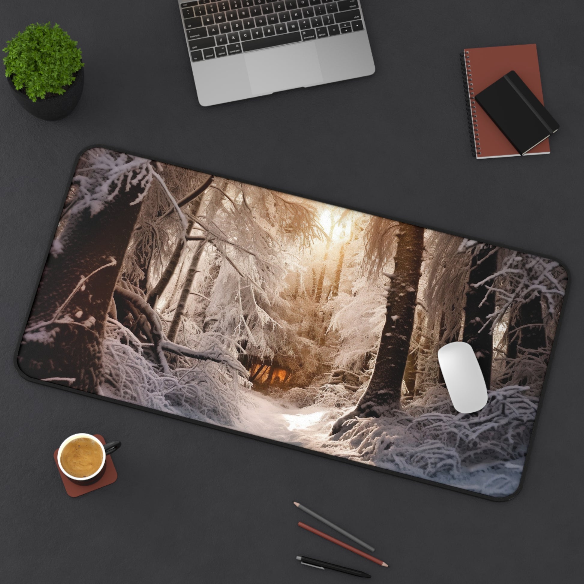 Winter Forest Desk Mat | Desk Mat | Accessories, Back-to-School, Desk, Fall Bestsellers, Home & Living, Mouse pad, Mouse Pads, Mousepad, Seasonal Picks, Stationery, TikTok | Prints with Passion