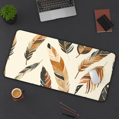 Boho Feathers Desk Mat | Desk Mat | Accessories, Back-to-School, Desk, Fall Bestsellers, Home & Living, Mouse pad, Mouse Pads, Mousepad, Seasonal Picks, Stationery, TikTok | Prints with Passion