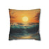 Golden Sunset Through Rolling Ocean Wave — 40×40 Cushion Cover — Front 40×40 cm Square Cushion View