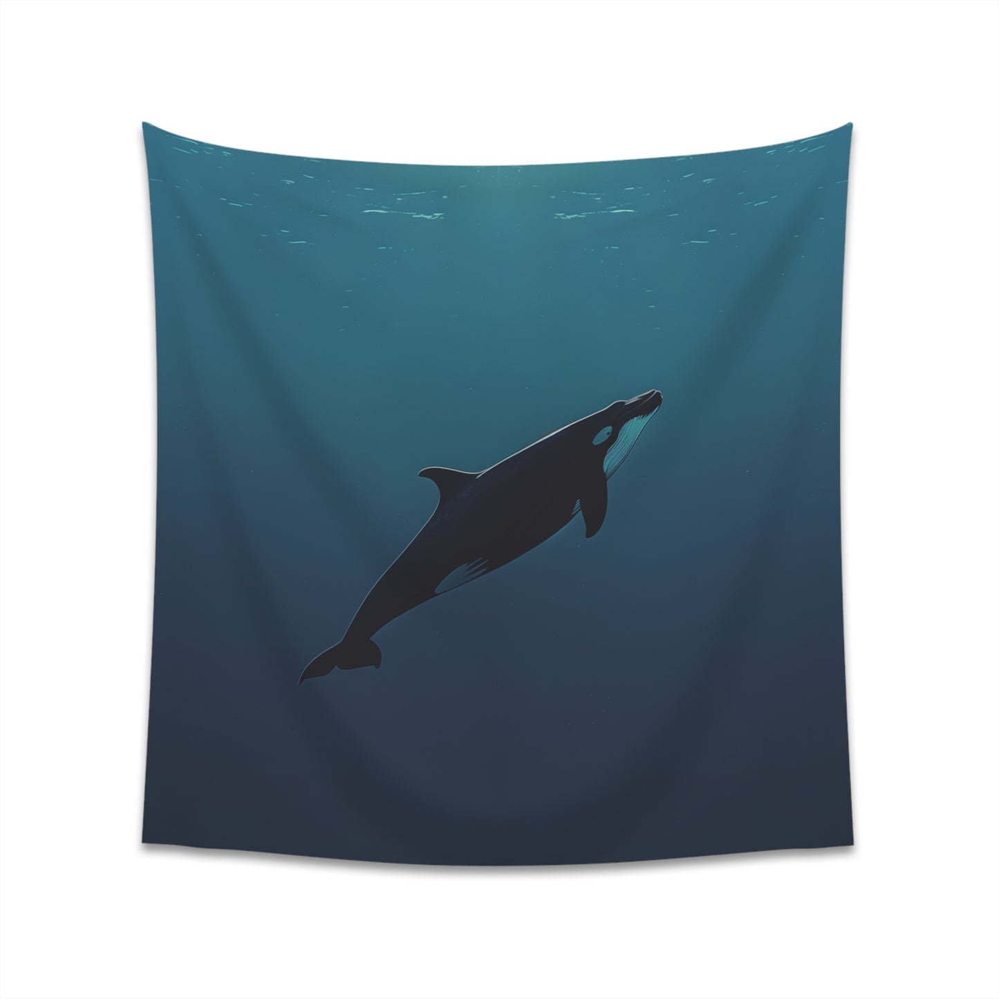 Minimalist Whale Tapestry - Tranquil ocean-inspired decor with a graceful whale silhouette. Perfect for all seasons.