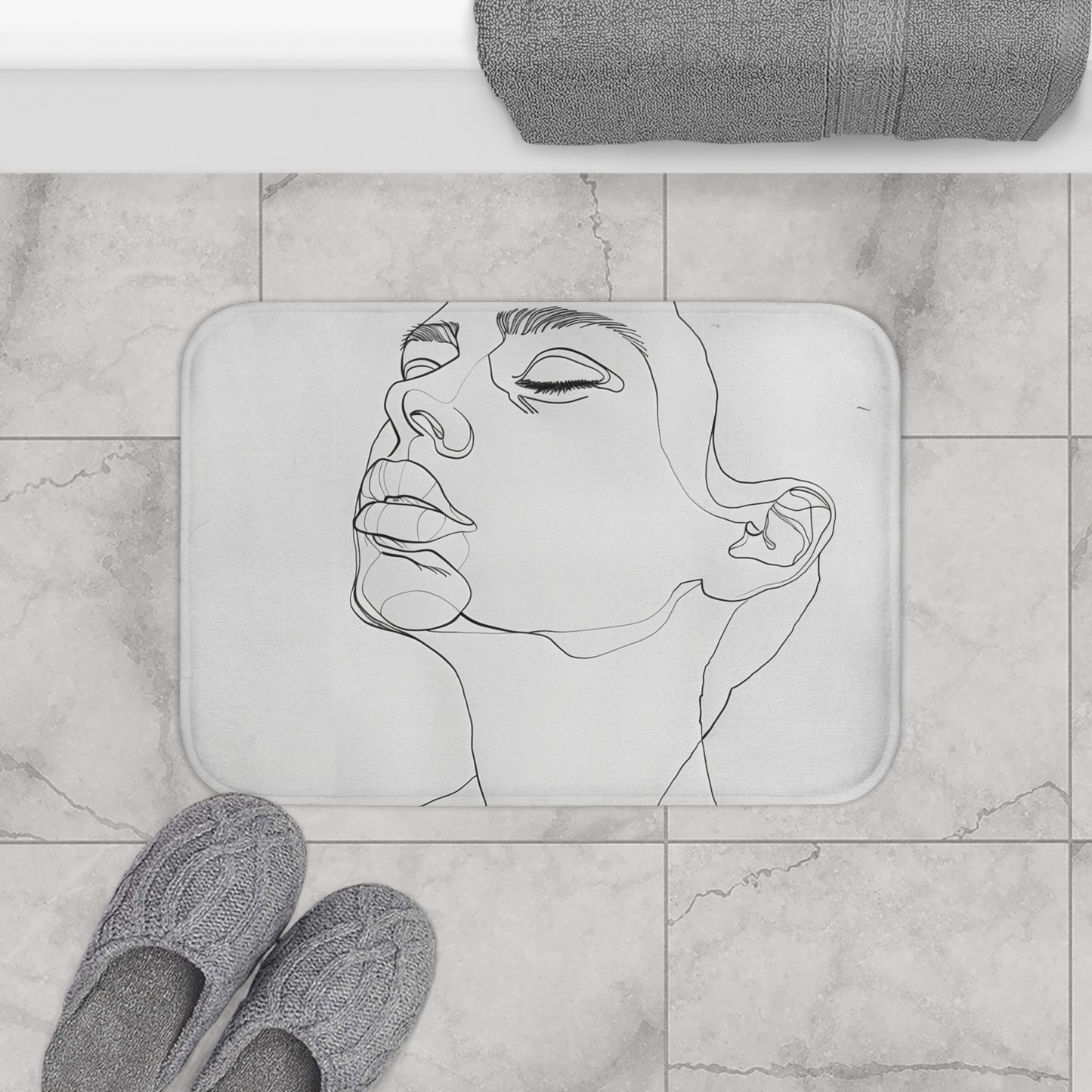 Line Art Face Bath Mat | Bath Mats | Bath, Bathroom, Home & Living, Indoor, Sublimation | Prints with Passion