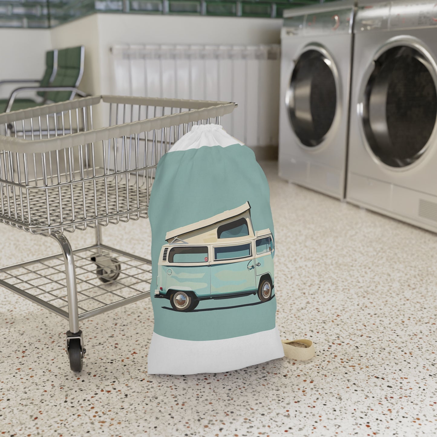 Retro Camper Van Laundry Bag: Stylish and practical laundry organizer with vintage charm for laundry room.