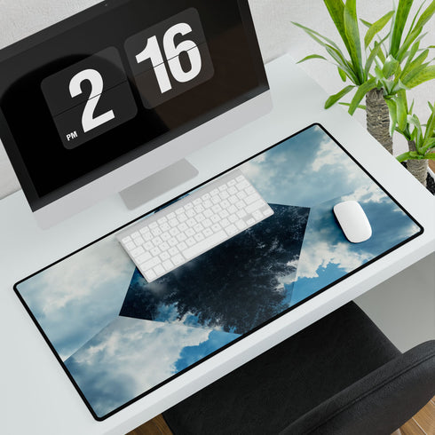 Pyramid Reflecting a Mirror Dimension — XL & XXL Desk Mat — 3mm Non-Slip Natural Rubber Base Detail