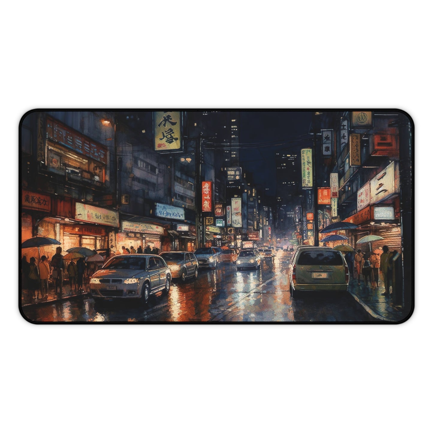 "Tokyo Night Skyline Desk Mat - Capture the vibrant energy of Tokyo at night with this stunning cityscape design, perfect for your desk."