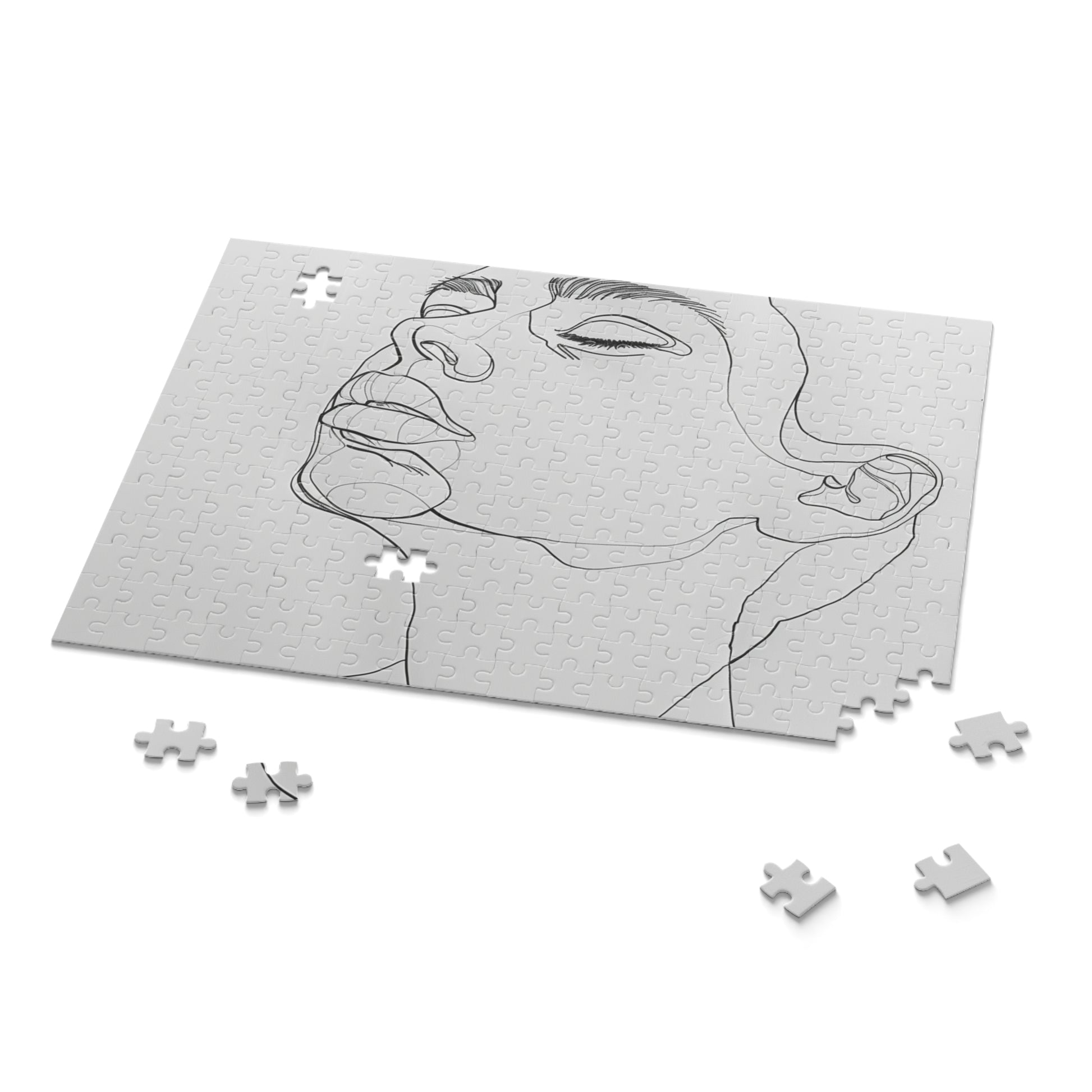 Sleek Face Art Puzzle - Minimalist line art face jigsaw puzzle, perfect decor piece