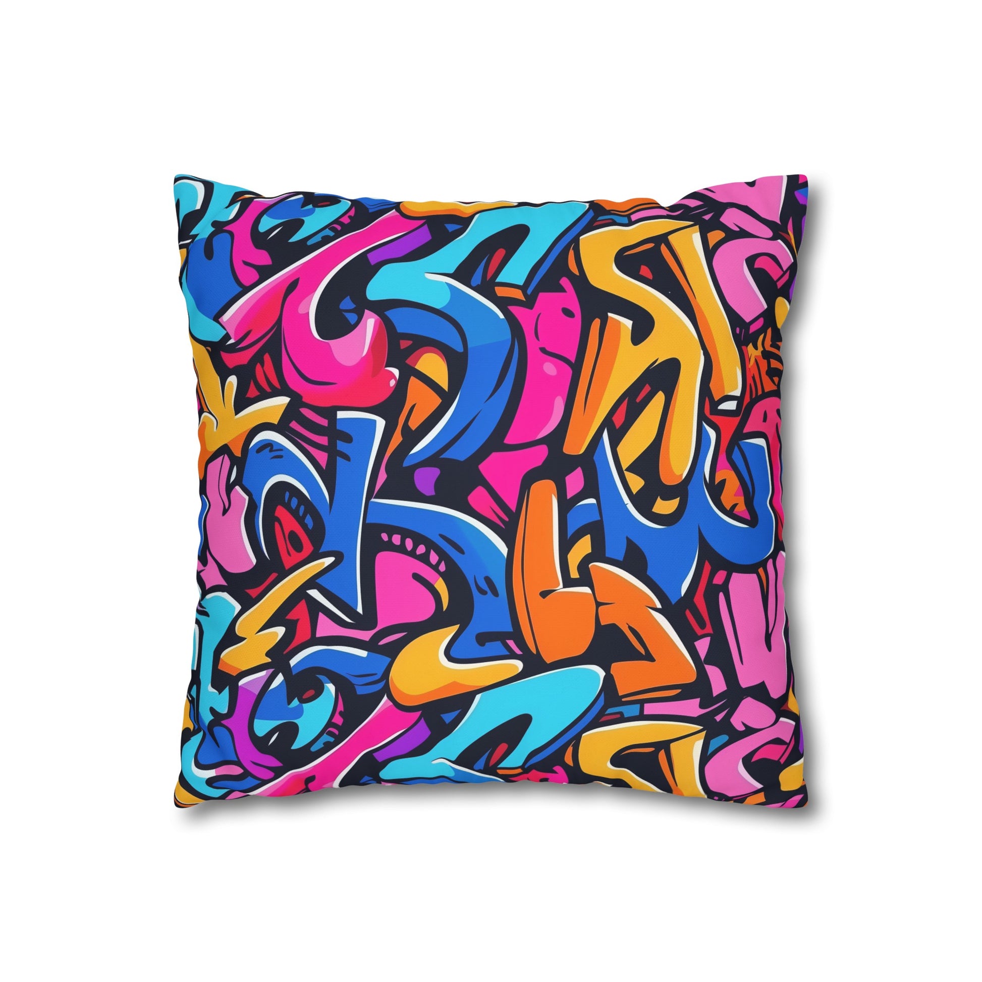 "Neon Urban Graffiti Pillowcase - Vibrant seamless pattern, edgy design for a pop of personality in bedroom decor"