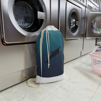 "Whale Ocean Laundry Bag - Stylish minimalist design for home decor, perfect for elevating your laundry routine"