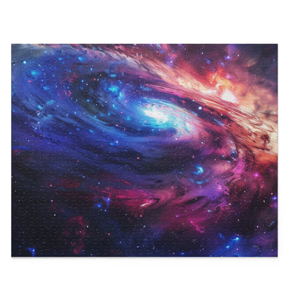 "Neon Galaxy Jigsaw Puzzle - immerse in vibrant space beauty for puzzle lovers and space enthusiasts"