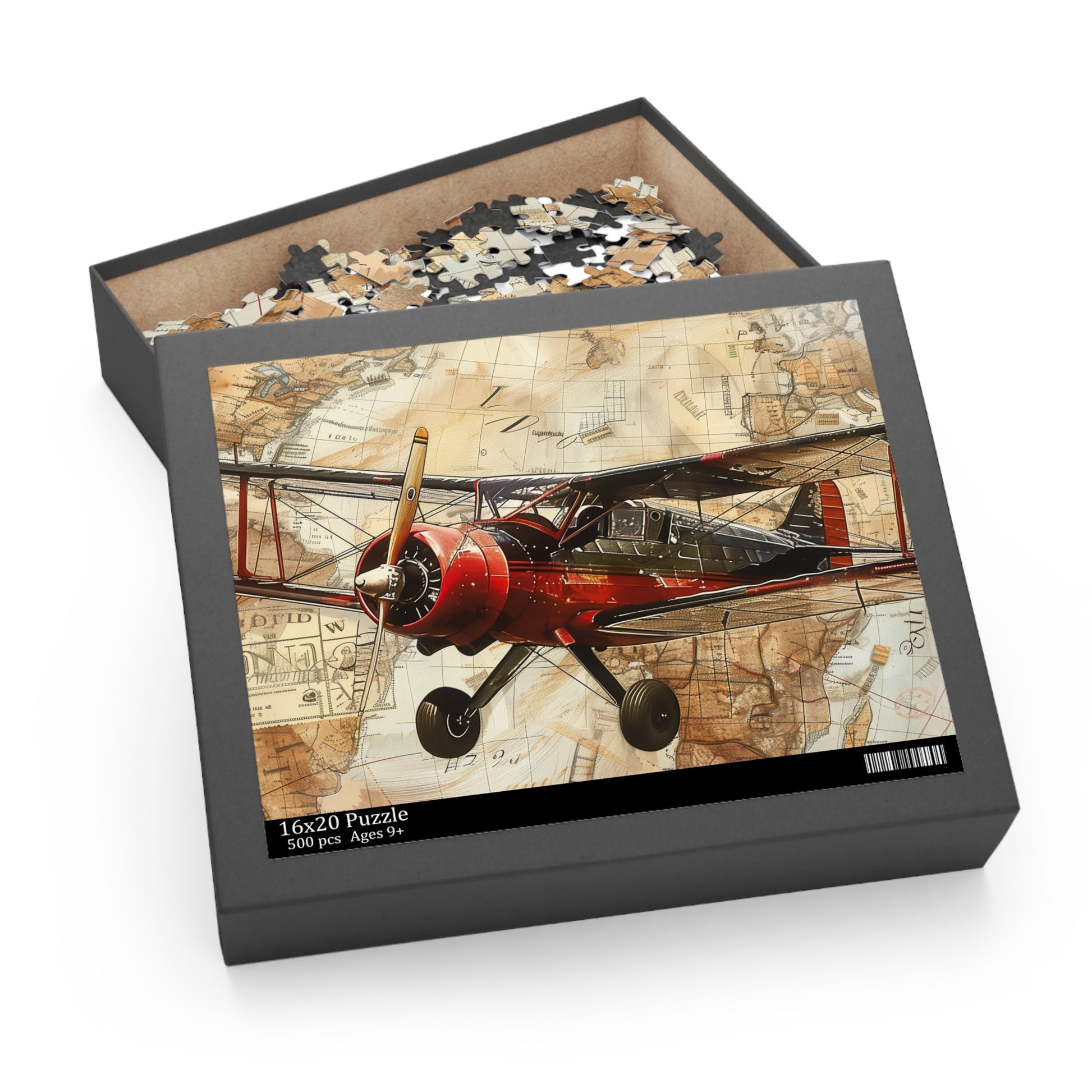 Vintage Airplane Travel Stamp Jigsaw Puzzle - Explore the world through intricate travel stamps on this aviation-inspired puzzle. Perfect for travel lovers!