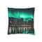 City Skyline with Aurora Behind — 40×40 Cushion Cover — Front 40×40 cm Square Cushion View