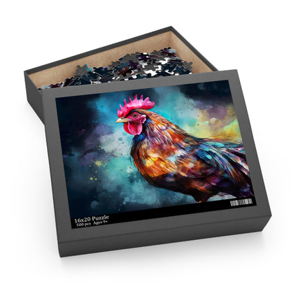 Colorful rooster chicken jigsaw puzzle for animal lovers of all ages, hours of entertainment guaranteed