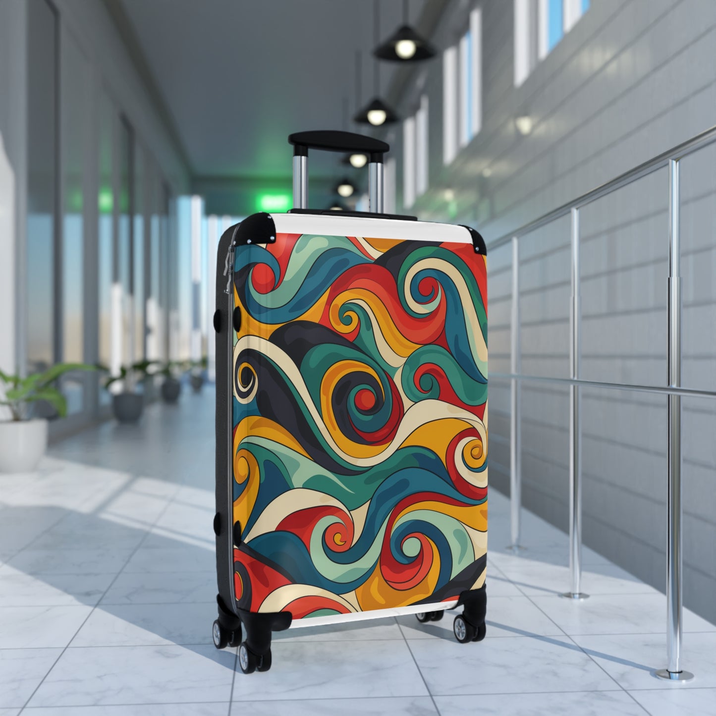 Retro Waves Vibrant Suitcase Pattern