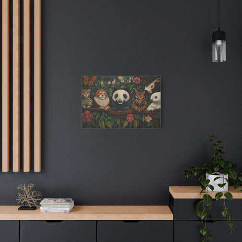 A Diverse Group of Animals Living in Harmony Stretched Canvas Wall Art