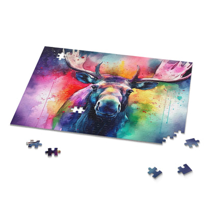 "Capture the beauty of nature with Majestic Moose Jigsaw Puzzle - peaceful scene of moose in its natural habitat"