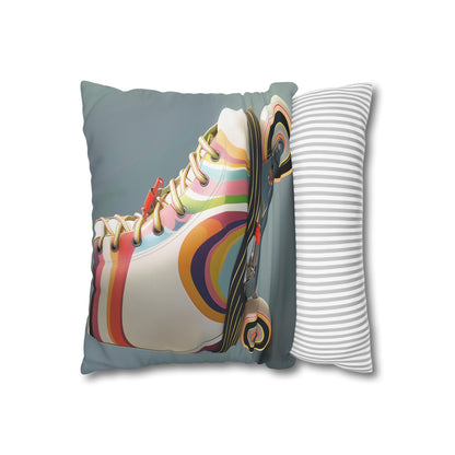 "Retro Roller Skate Night Pillowcase - High-quality, stylish design for all seasons. Makes a great gift!"