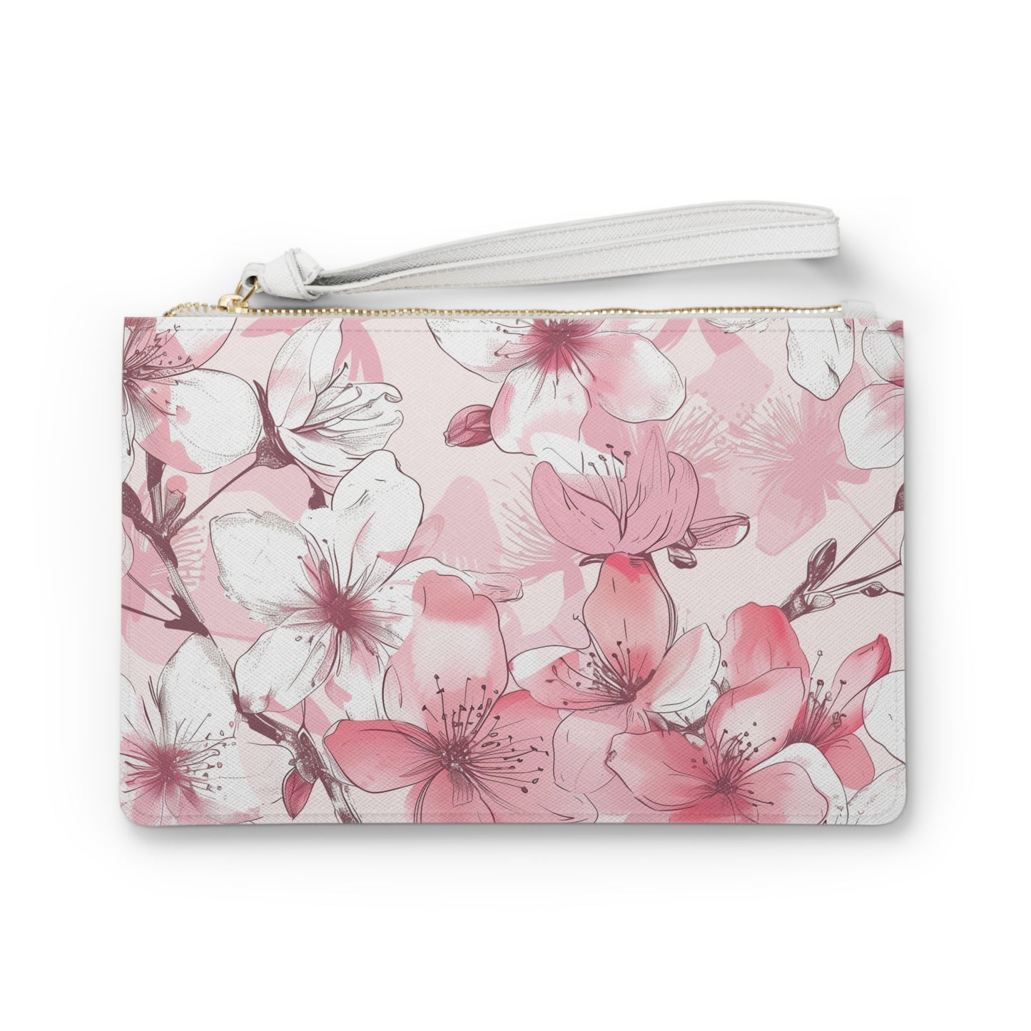 Cherry Blossom Clutch: Pink & White | Clutch Bags | Accessories, All Over Print, AOP, Assembled in the USA, Assembled in USA, Bags, Made in the USA, Made in USA, Vegan | Prints with Passion