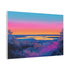 Neon Horizon Splitting Day and Night Stretched Canvas Wall Art