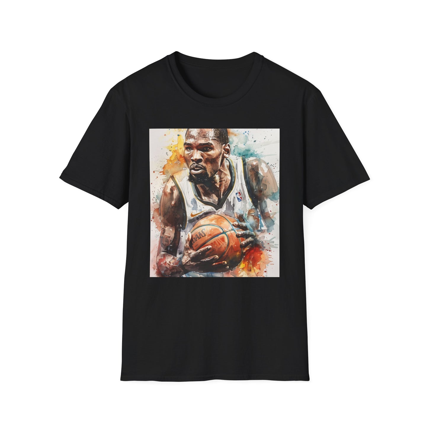 KD in Watercolors: A Masterful Stroke of Basketball Genius | T-Shirt | DTG, Hoodies, Men's Clothing, Regular fit, Unisex, Women's Clothing | Prints with Passion