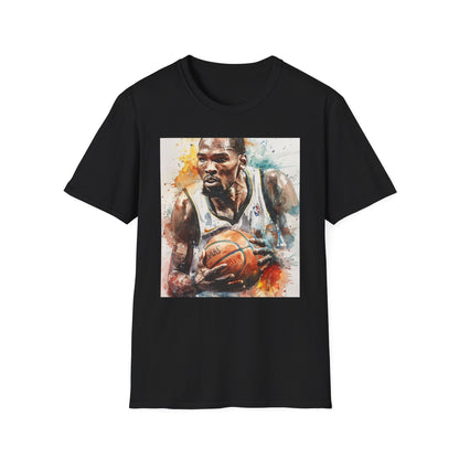 KD in Watercolors: A Masterful Stroke of Basketball Genius | T-Shirt | DTG, Hoodies, Men's Clothing, Regular fit, Unisex, Women's Clothing | Prints with Passion